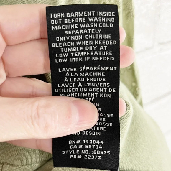 7 For All Mankind Sage Green Lightweight Jacket with Eyelet Lace Sleeves Medium - Picture 8 of 9